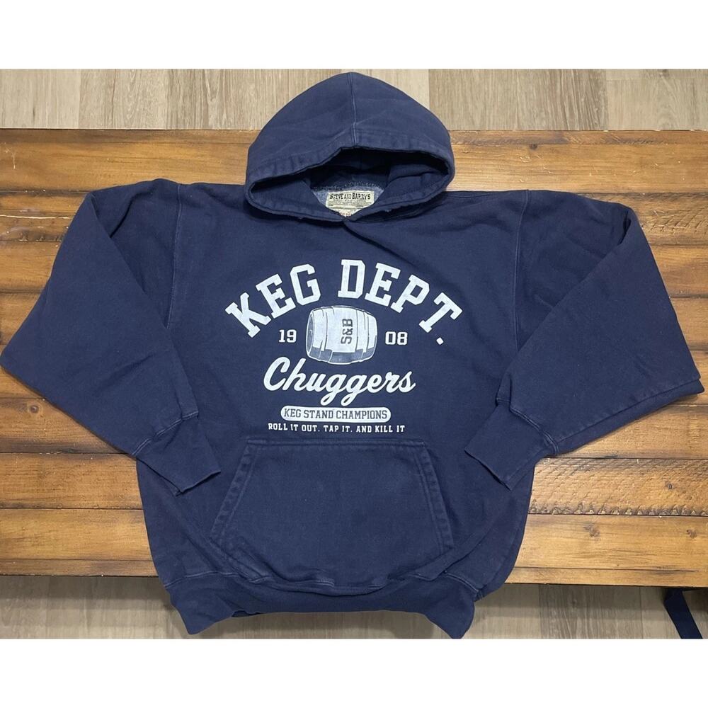 Steve And Barrys‎ Heavyweight Hoodie Sweatshirt Small Keg Stand Champs Beer Y2K